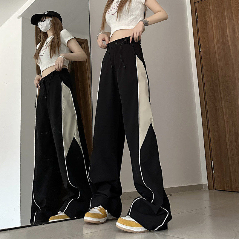 Title 4, Retro Wide-leg Pants for Women, Loose Fit, Draw...