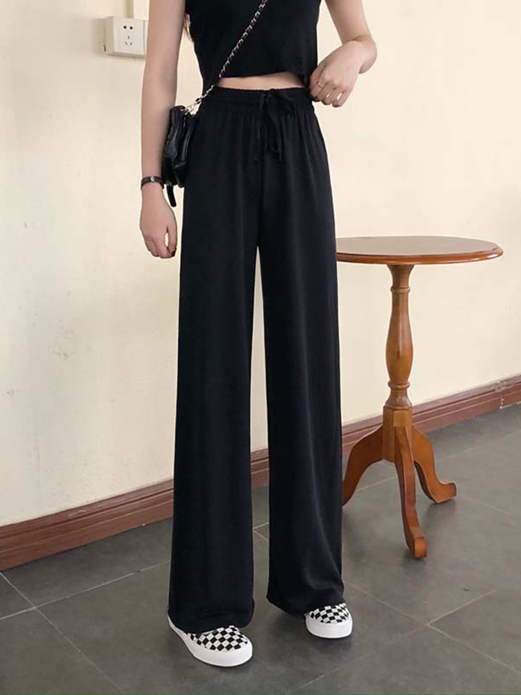 Ladies Loose High Waist Straight Suit Pants