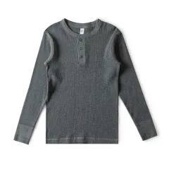 Pure Color Loose Long-sleeved T-shirt Casual Simple Bottoming Shirt - Dark Grey - View 1
