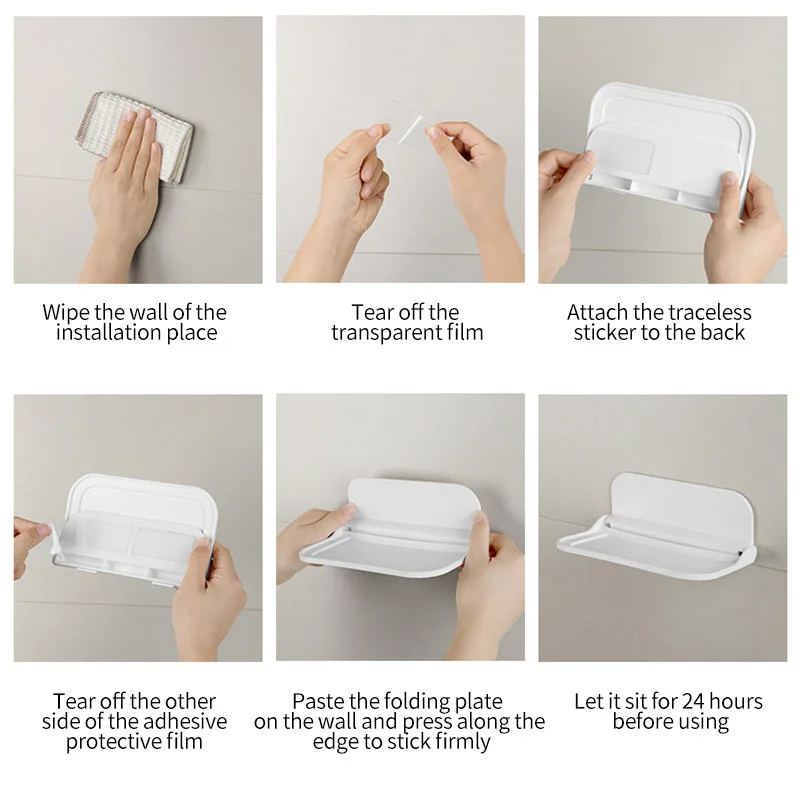 Foldable Floating Shelf Wall Mounted Display Shelves Bathroom — image 7