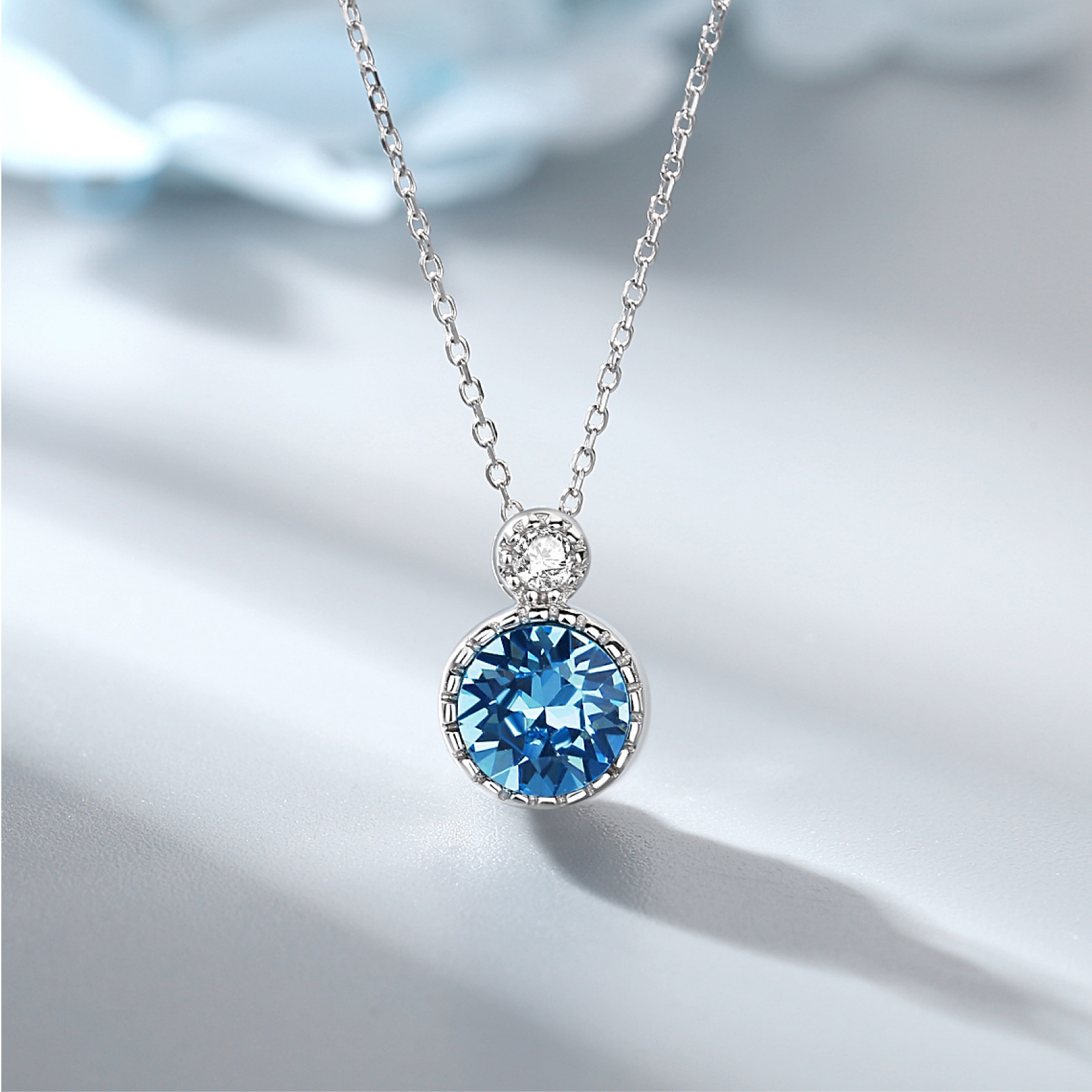Ocean Heart Crystal Round Necklace For Women - Jewelry & Watches