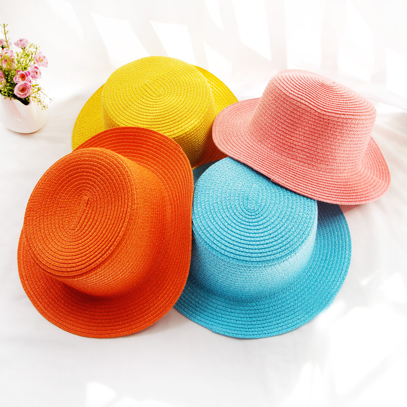 Flat Top Hat Foldable Simple Beach Korean Version Casual Travel Straw