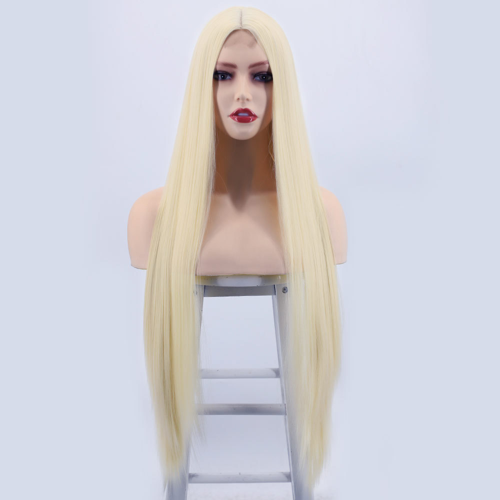 Front Lace Long Straight Hair Chemical Fiber Wig 613Color - Shop at LoveMi