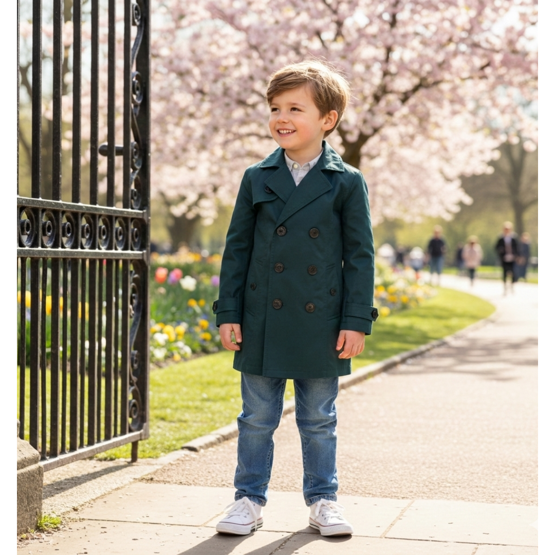 Kids Double Breasted Trench Coat Cotton Autumn Jacket For Boys-Girls -4 To 9 YRS — image 10