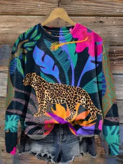 Long-sleeved Round Neck Tie-dye Printed Hoodies - Stylec-2Xl - View 1