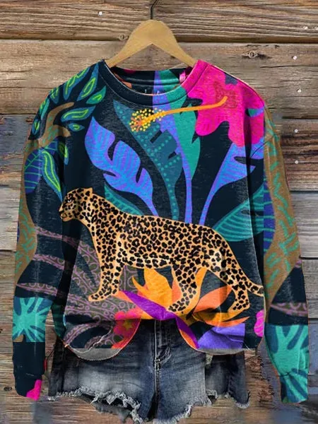 Long-sleeved Round Neck Tie-dye Printed Hoodies - Stylec-Xl