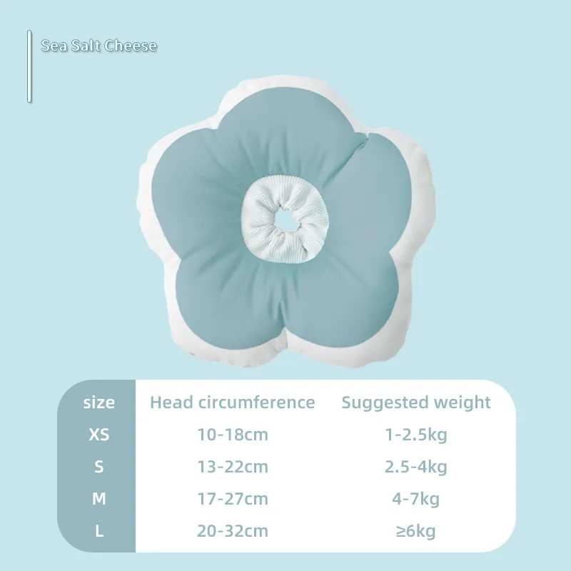 Cat Flower Cotton Neck Pet Collar Adjustable Anti-Bite Surgery Cute Solar Flower Neck Cone Beauty Head Cover - Blue