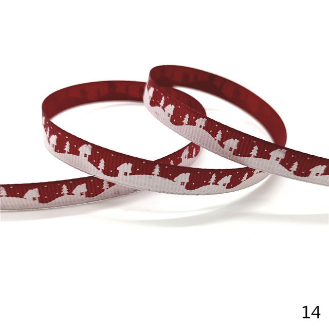 Size 5 10mm Christmas Ribbon Printed Grosgrain Ribbon