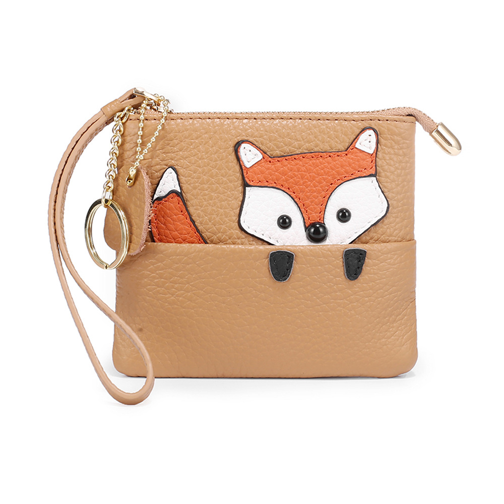 Women's Cute Mini Leather Zipper Small Wallet Camel - Shop at LoveMi