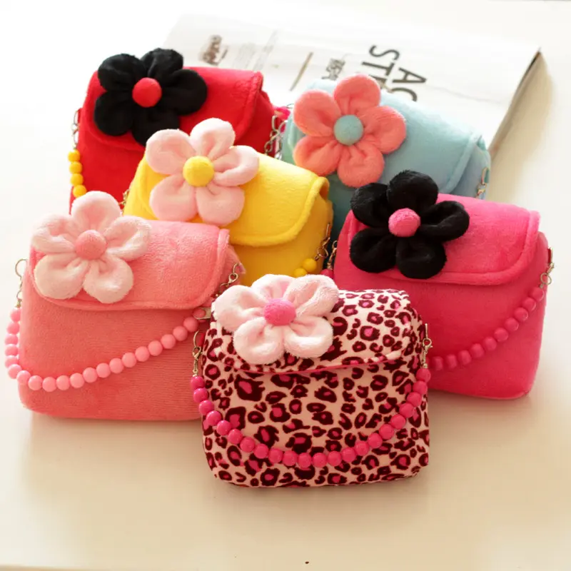 Girls Bead Chain Hand Bag Cute Flower