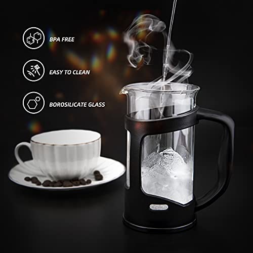 Mini French Press Coffee Maker 1 Cups, 12oz Coffee Press, Perfect For Coffee Lover Gifts Morning Coffee, Maximum Flavor Coffee Brewer With Stainless Steel Filter, 350ml - Small