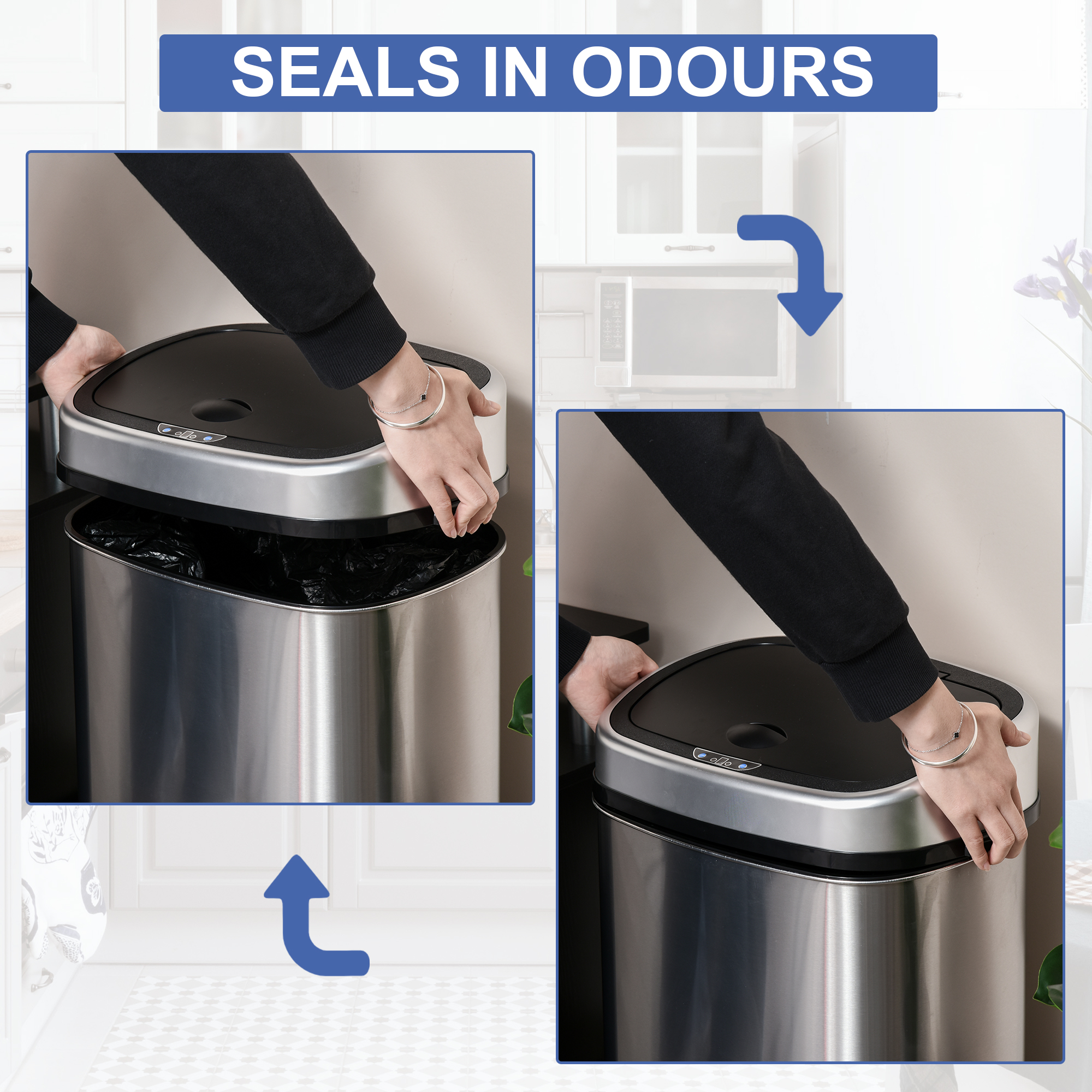 58 Liter-Stainless Steel Kitchen Sensor Garbage Bin Automatic Non-contact — image 2
