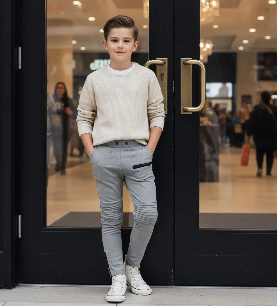 Boys Slim Fit Grey School Trousers Kids