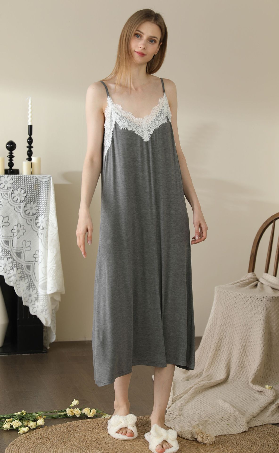 Title 14, Backless Modal Nightdress Womens Midi Dress