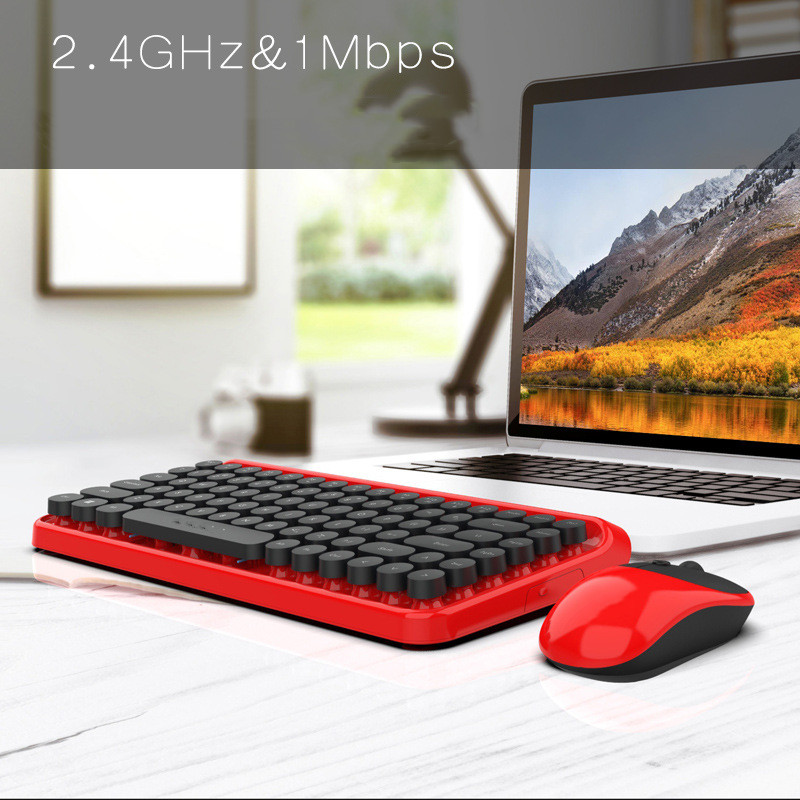 2.4G Wireless Keyboard And Mouse Punk Retro