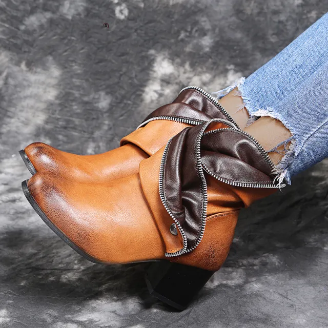 Large Size Women's Shoes Thick Heel Women Fashion Single Shoes Khaki - Shop at LoveMi