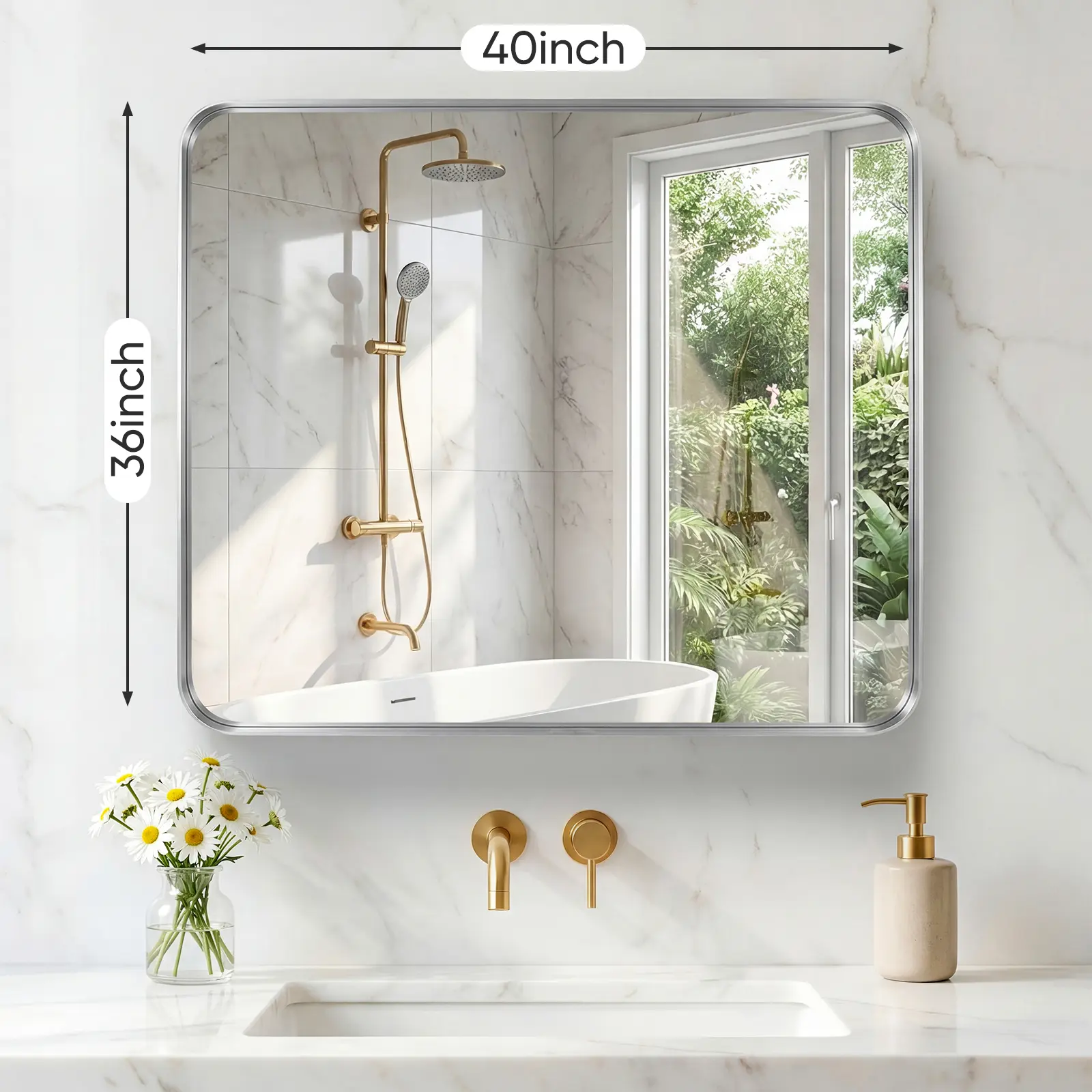 Wall Mirror With Rectangular Metal Frame