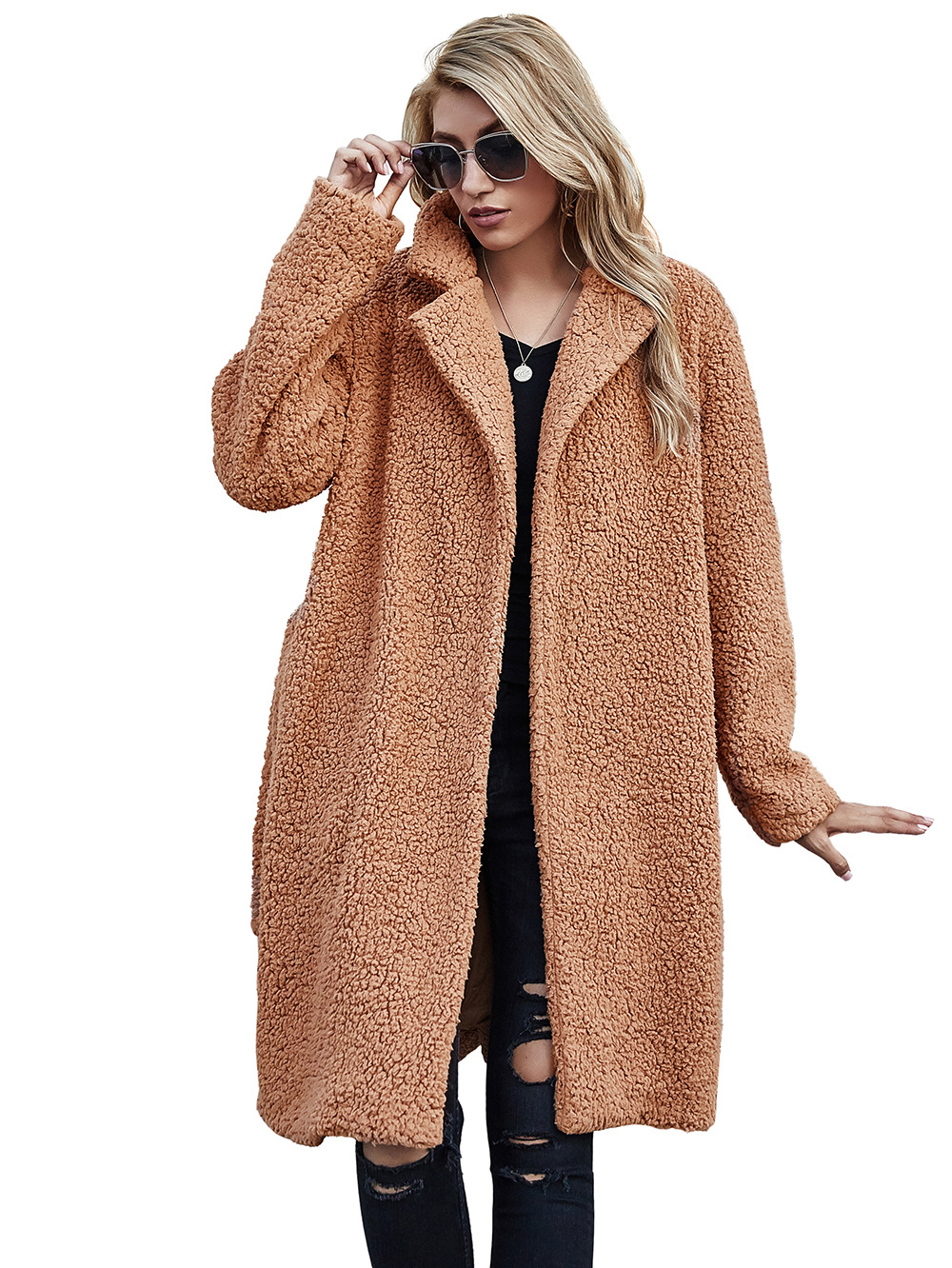 Women Fashion Trend Solid Color Lapel Jacket