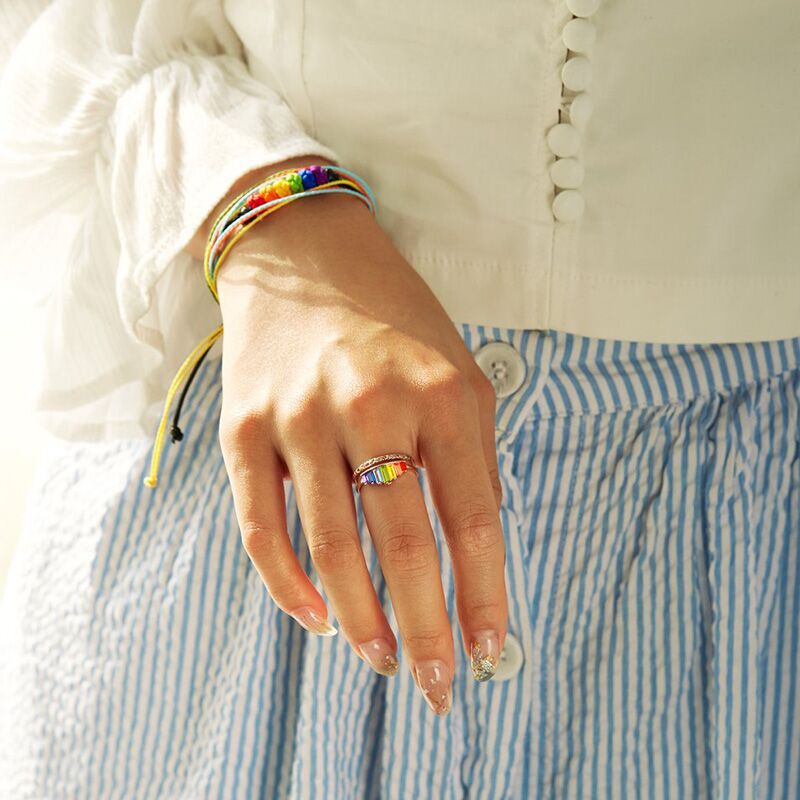 Spring And Summer Fashion Rainbow Micro Diamond Ring