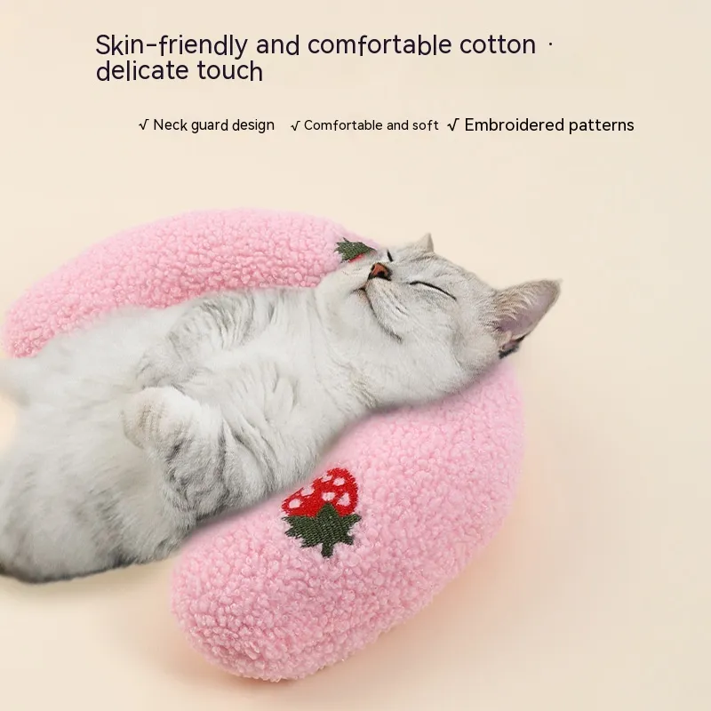 Little Pillow For Cats Fashion Neck Protector Deep Sleep Puppy U-Shaped Pillow Pets Pillow Kitten Headrest Dog Sleeping Pillow Pet Products – image 10