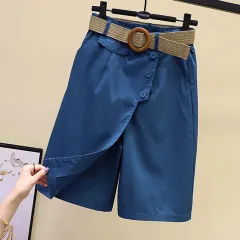 Elastic Waist Wide Leg Trouser Skirt Fashionable Casual And Slim - Blue Green - View 1