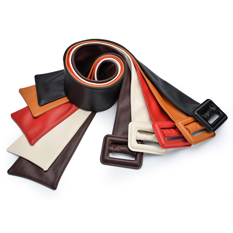 Women's Soft Wide Girdle Decorative Belt Leather Bag Buckle Skirt