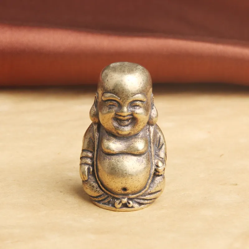 Old Maitreya Buddha Tabletop Decoration Made Of Pure Brass - Antique To Make Old