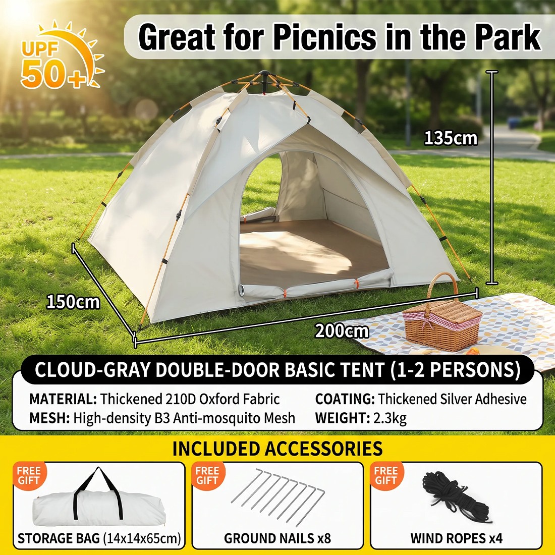 3-4 Man UK Outdoor Automatic Instant Double Layer Quick Setup Camping Tent — image 5