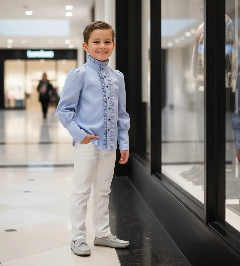Boys Cotton Shirt Long Sleeve Formal Casual Top Blue Grey Kids 3-14Y