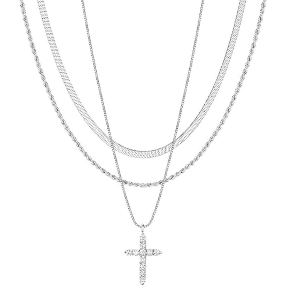 Collier croix délicat pour femmes et adolescentes, collier ras du cou avec croix plaquée or 14 CARATS et argent, bijoux imperméables de foi chrétienne