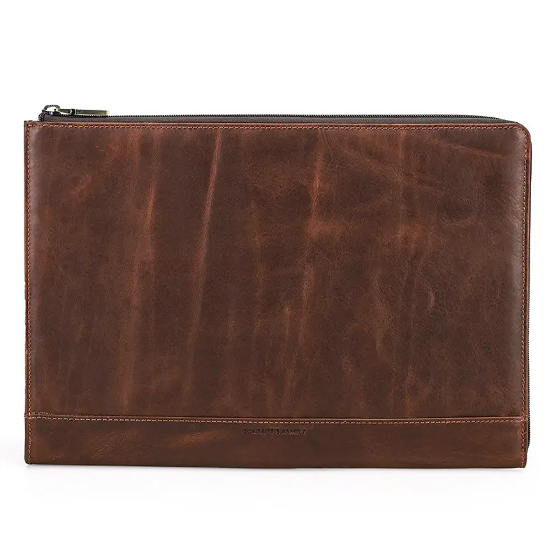 Protective Case Crazy Horse Oil Leather Zipper