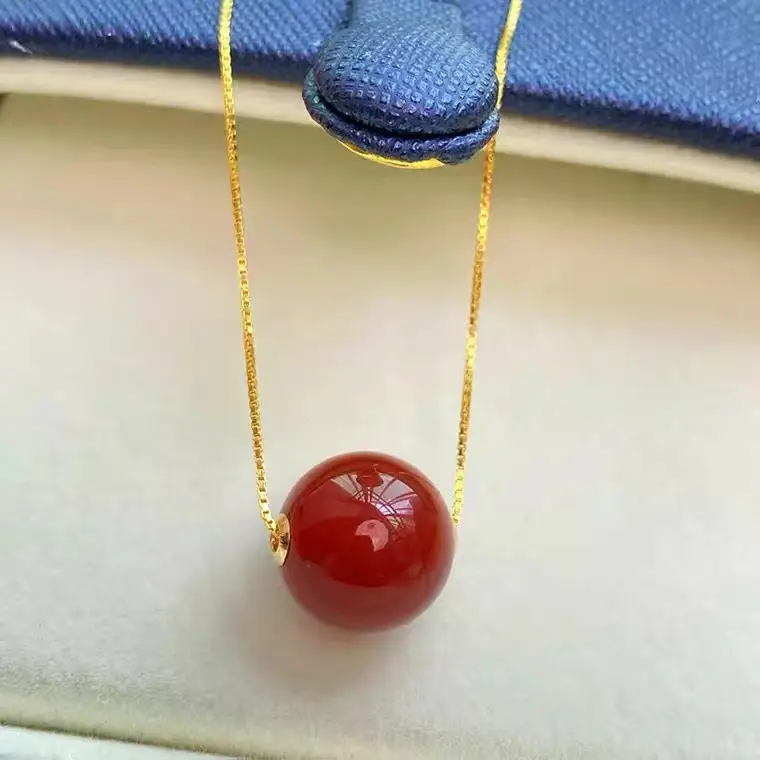 Jewelry 18K Gold Onyx Pendant Natural Chalcedony