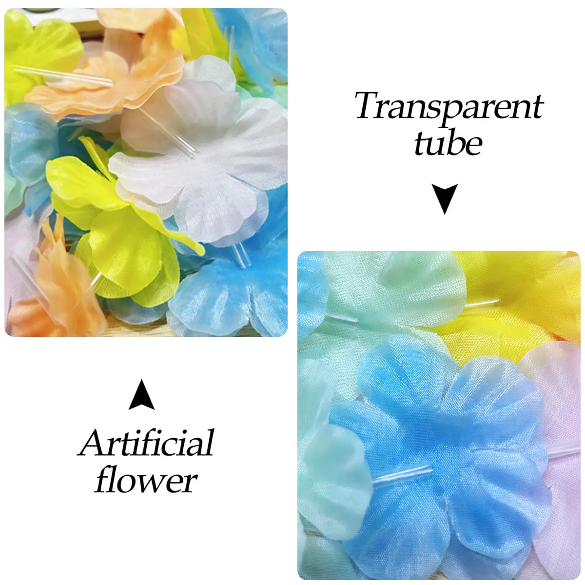 24Pcs Artificial Hawaiian Party Flower Leis Luau Wreath Set
