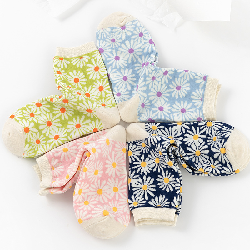 Winter Creative Small Daisy Flower Women’s Socks – 4piece set, Average Size