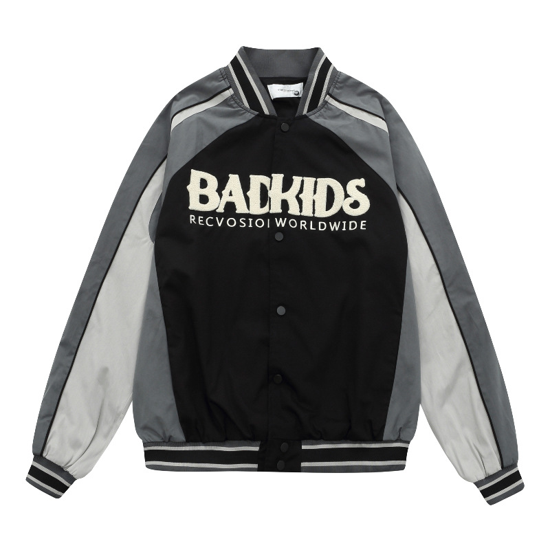 Men's Autumn And Winter Retro Patchwork Baseball Jacket
