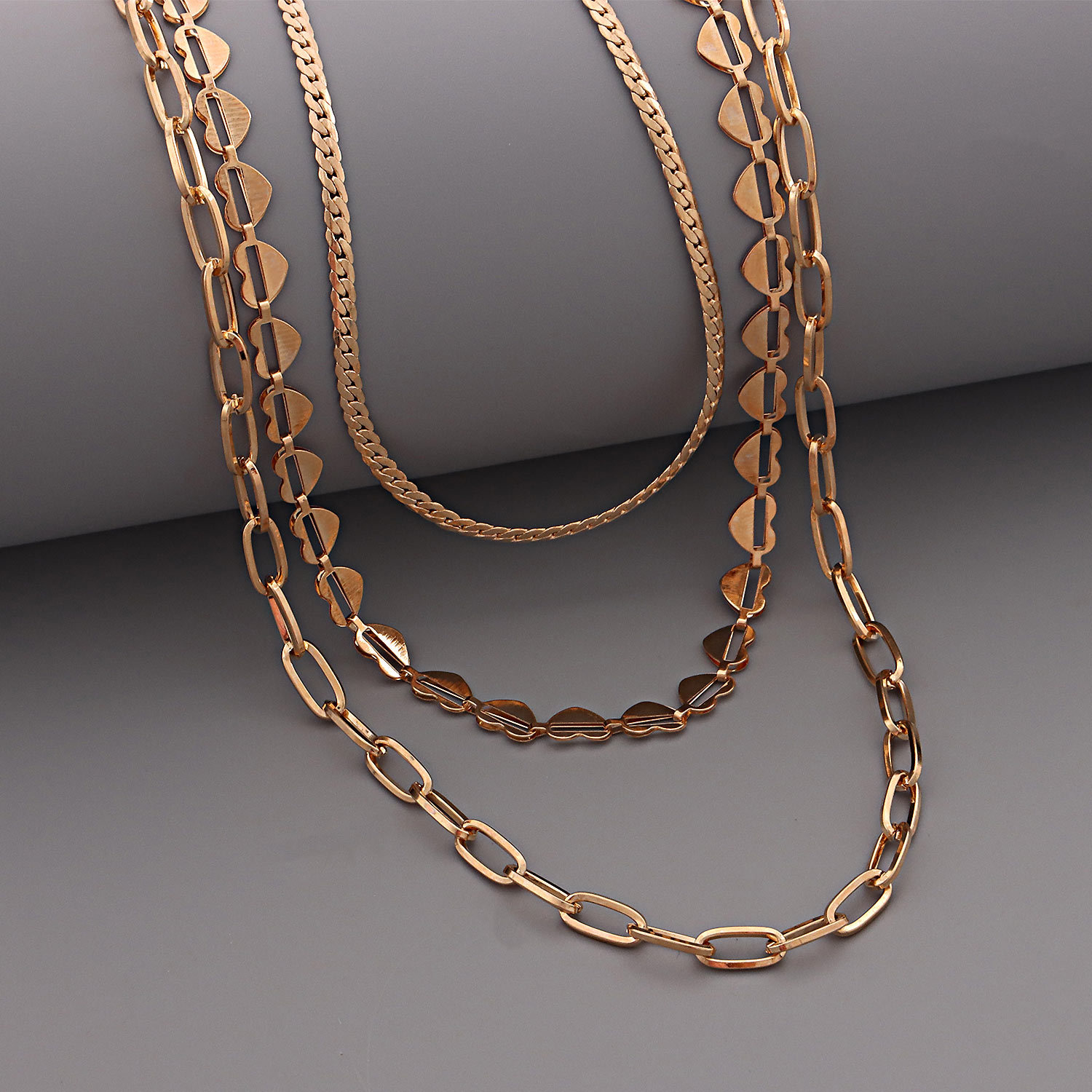 Multi-layer Paper Clip Love Heart Chain Necklace Women