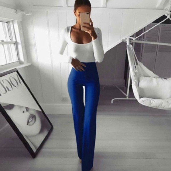 Title 5, Solid color high elastic slim belly bell pants