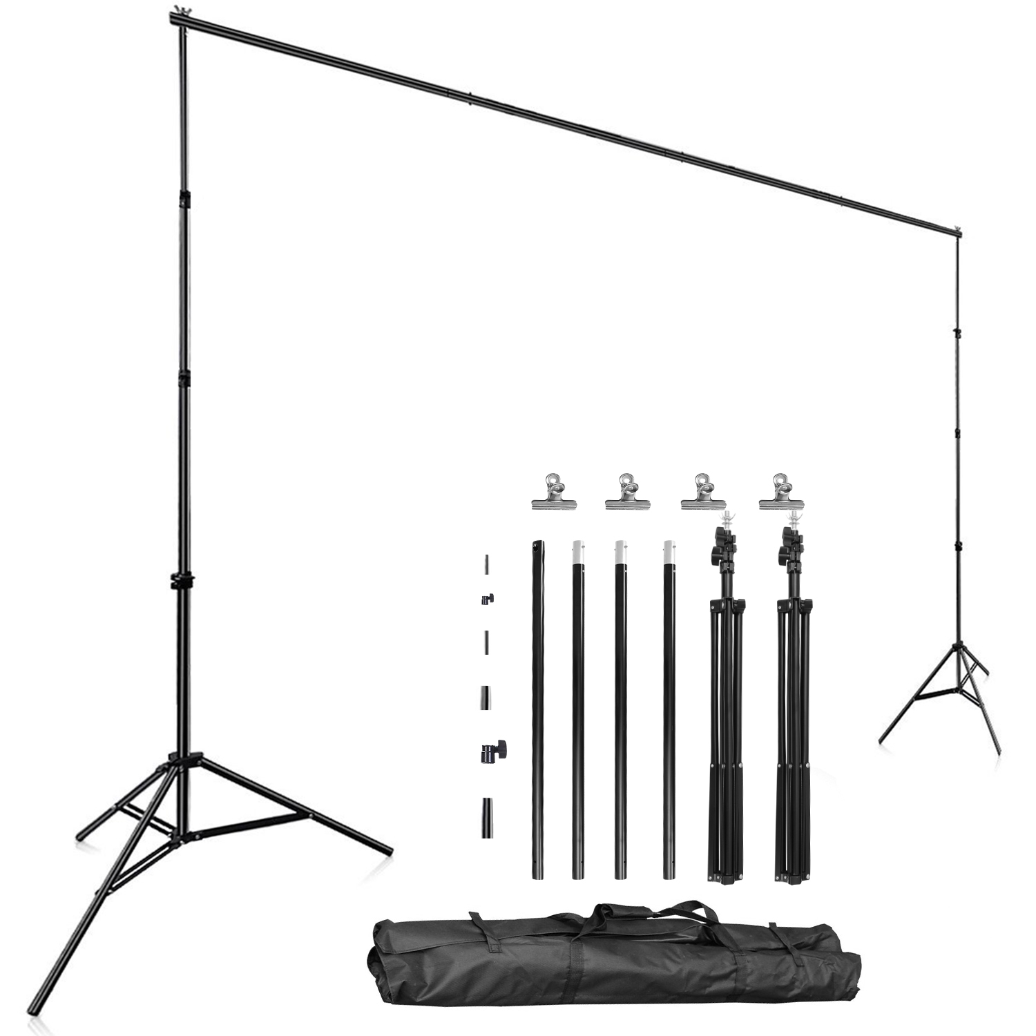 1Pc 6.5 Plus 10ft Photo Video Studio Backdrop Background Stand Adjustable Heavy Duty Photography Backdrop Support Stand Set With Carrying Bag Clamps Stand Only