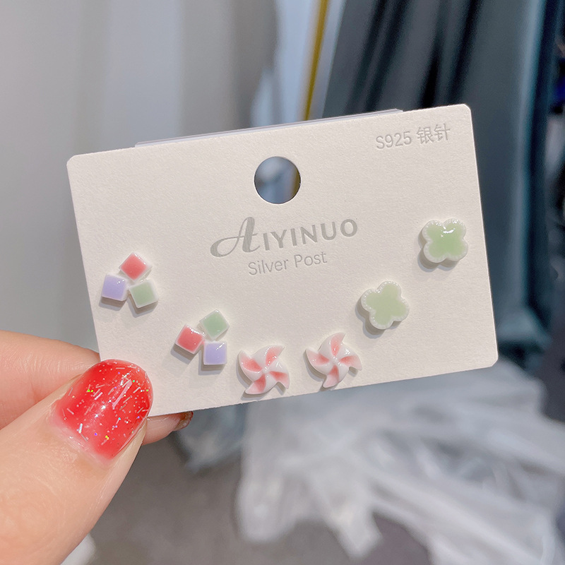 Summer S925 Silver Needle Jingdezhen Ceramic Earrings