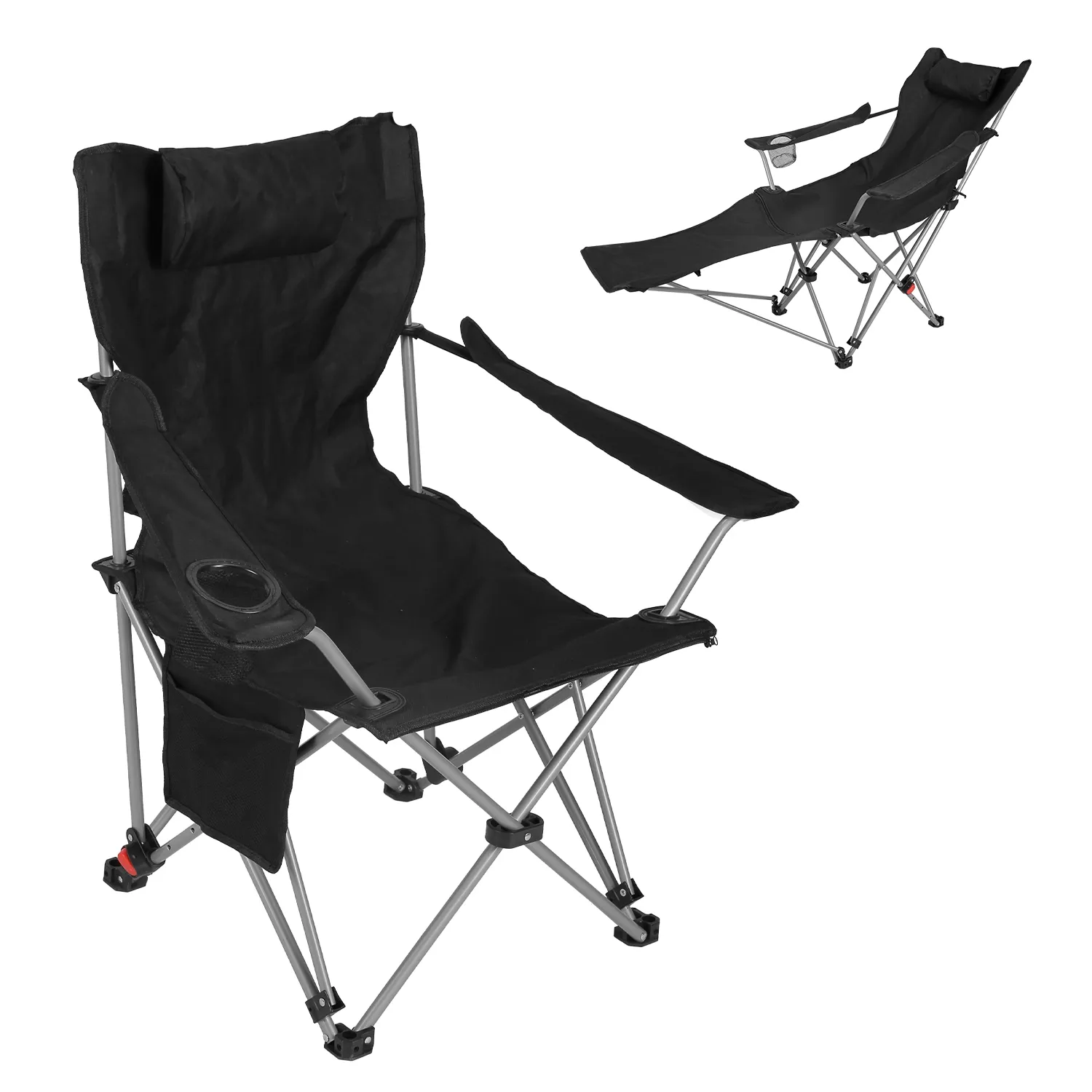 Reclining Camping Chair With Footrest 4-Position Adjustable