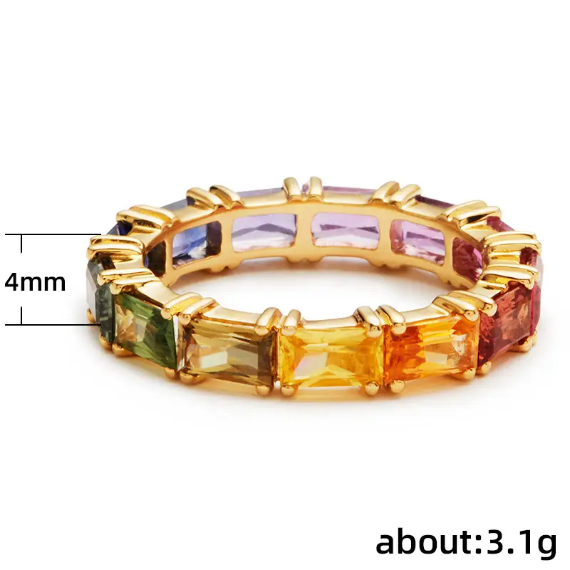 Ladies Fashion Rainbow Color Zircon Ring
