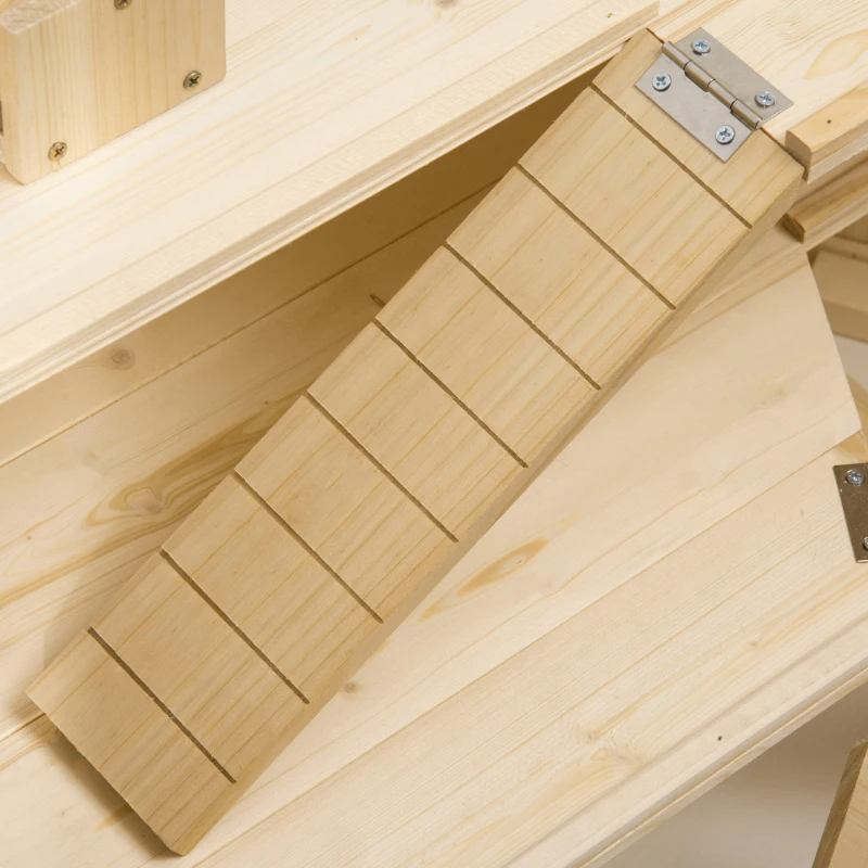 Wooden Large Hamster Cage Small Animal Exercise Play House 3 Tier With Tray, Seesaws, Water Bottle, Activity Center, Natural