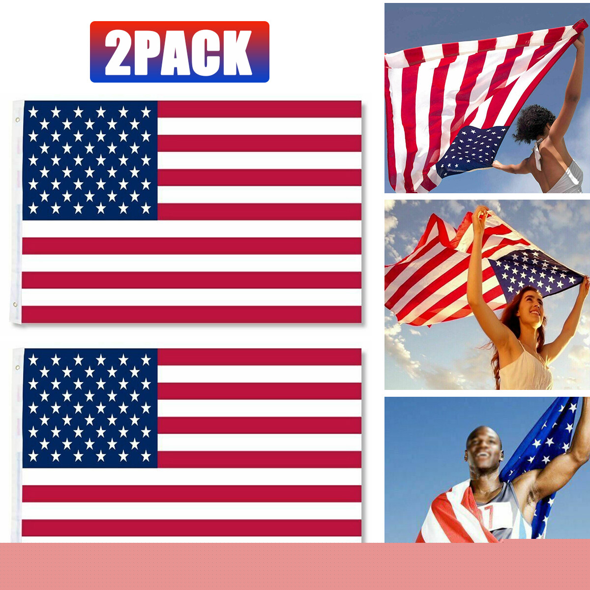 American Flags For Outside 3X5 FT USA Flag Premium US Flag 90X150cm Heavy Duty Outdoor Large Nylon Flag Stars With Brass Grommets 2Pcs - Shop at LoveMi