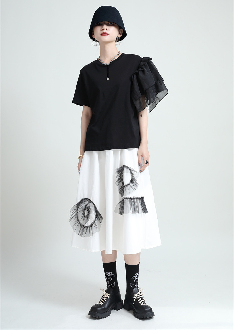 Design Lace Stitching A-line Skirt