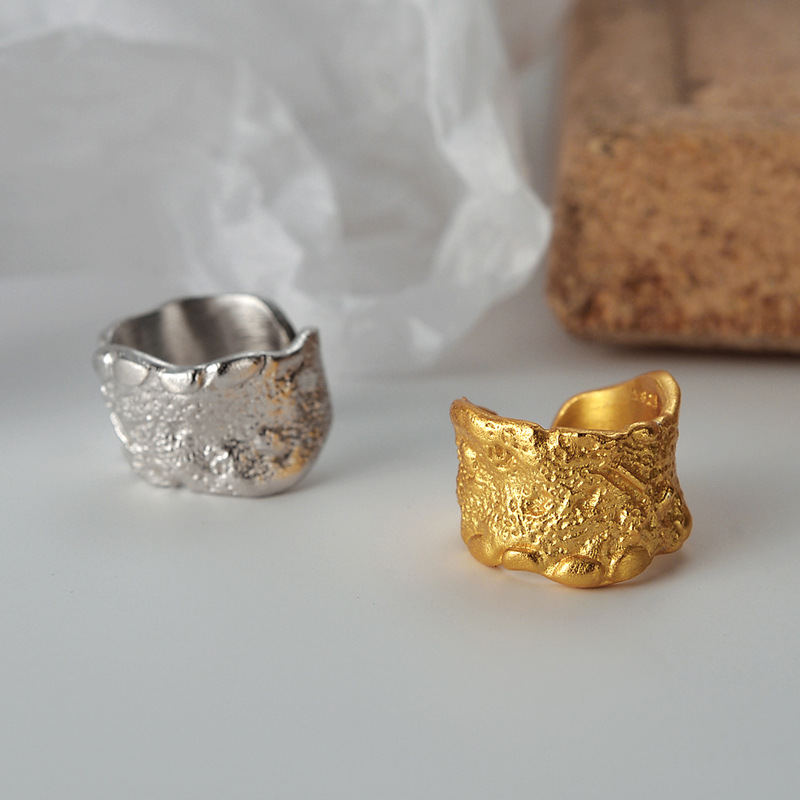 Niche Sterling Silver Burnt Wrinkle Ear Clip Female No Pierced Brushed Water Texture Ear Clip