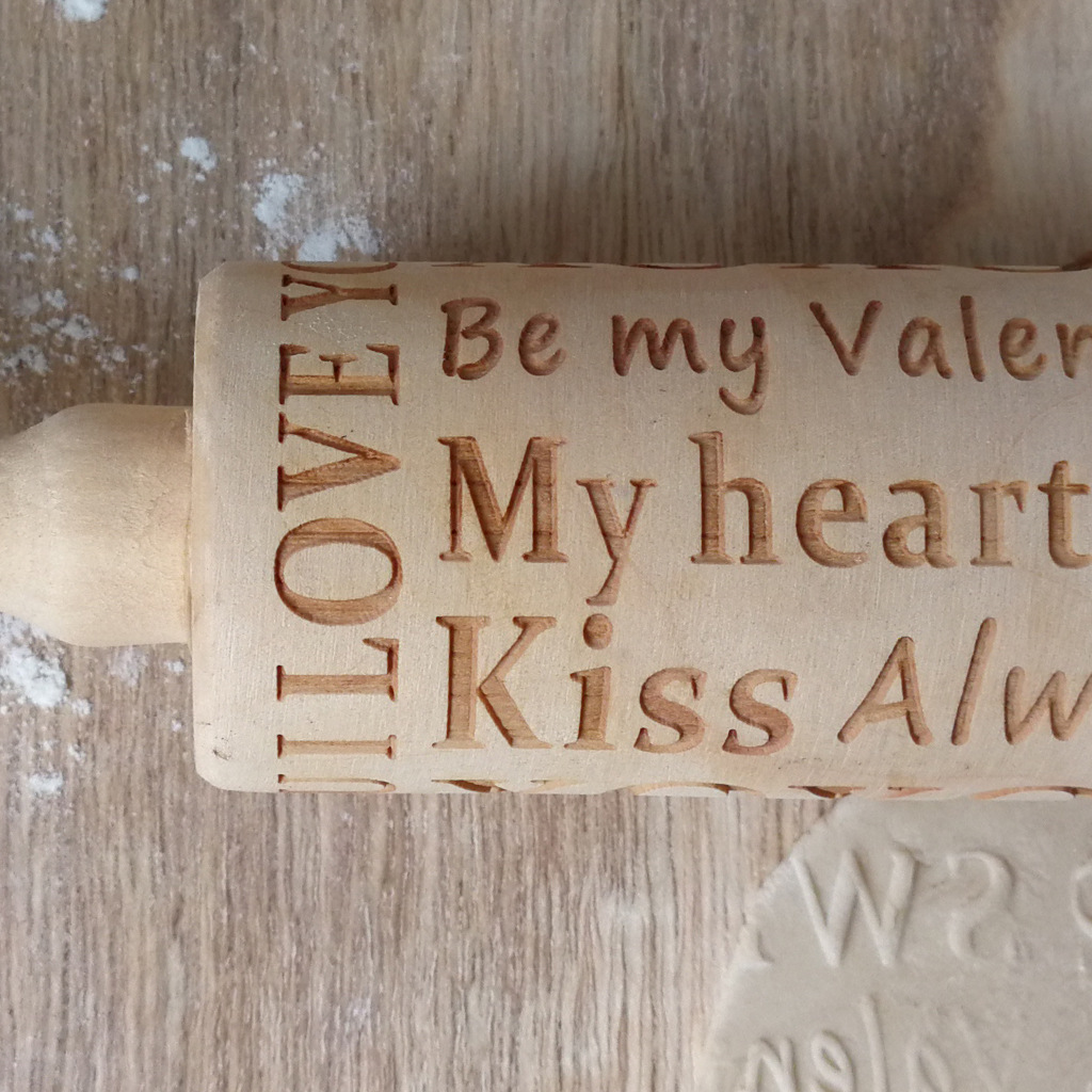 Title 6, Wooden Valentines Day Letters Rolling Pin Engr...