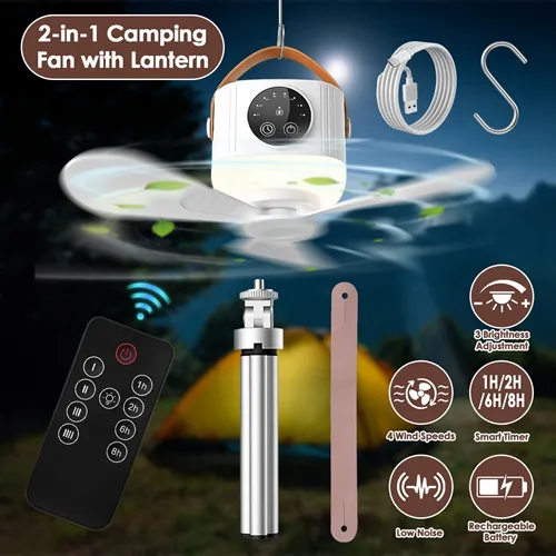 Tent Ceiling Fan With Light Tripod Stand