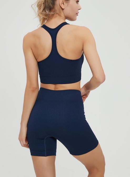 Women's Fashion Slim Fit High Waist Hip Lift Stretch Tight Yoga Shorts Navy Blue - Shop at LoveMi