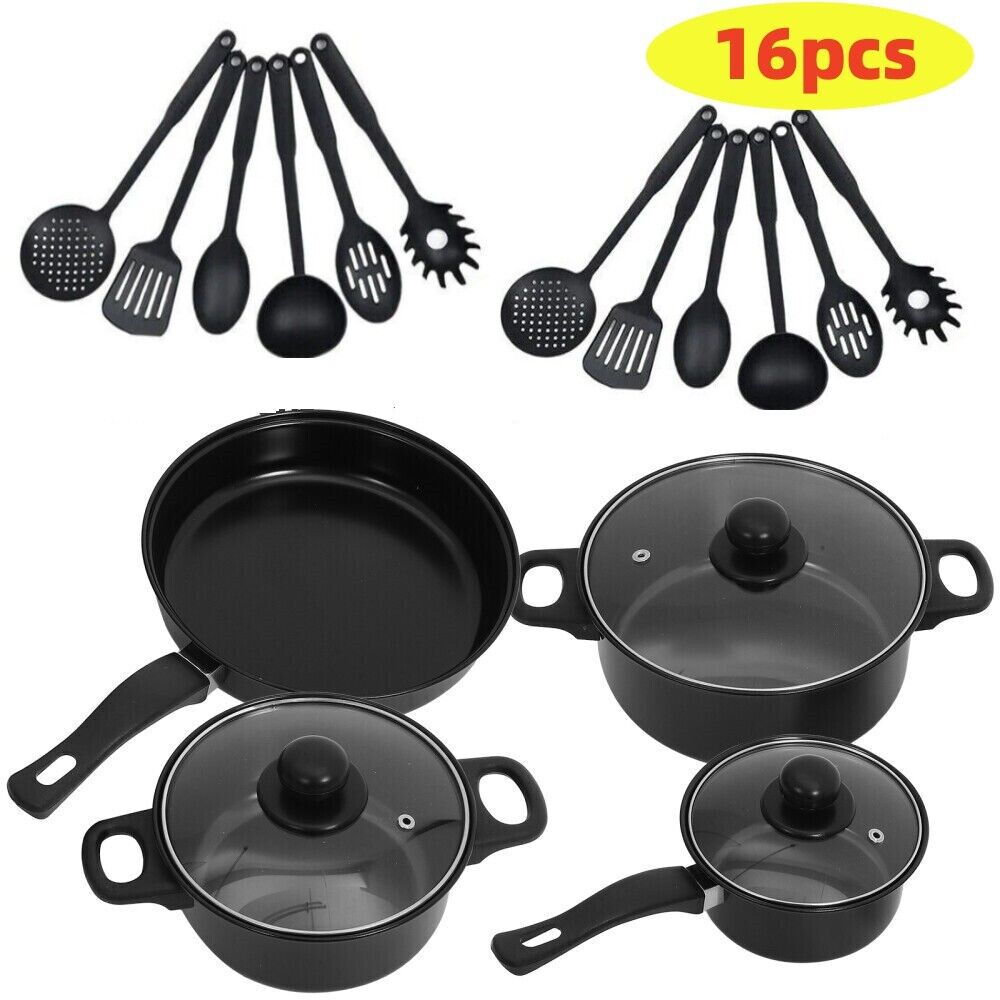 16pcs Cookware Set Pan Pot Non Stick Saucepans Frying Glass Lid — image 7