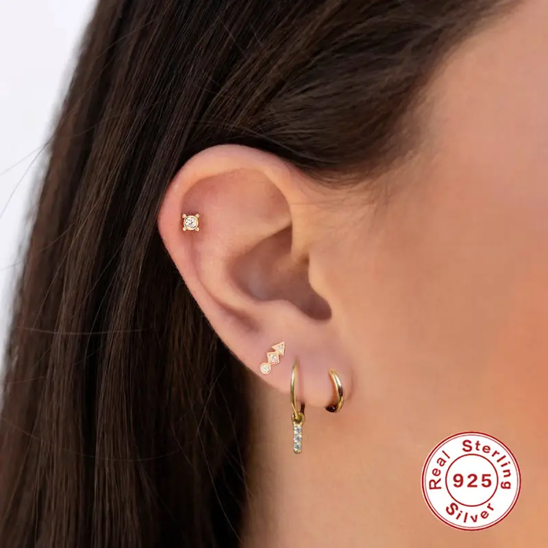 S925 Sterling Silver Glossy And Simple Fashion Earclip Earrings